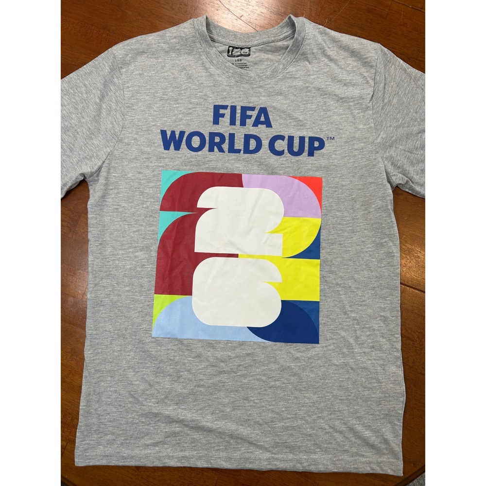 FIFA World Cup T-Shirt Mens Large Gray 2026 Canada Mexico USA Host Cities
